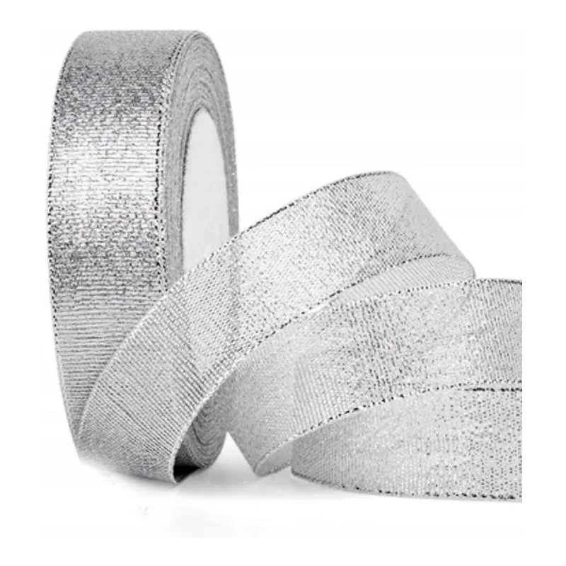 WSTĄŻKA TAŚEMKA DEKORACYJNA SREBRNA BŁYSZCZĄCA