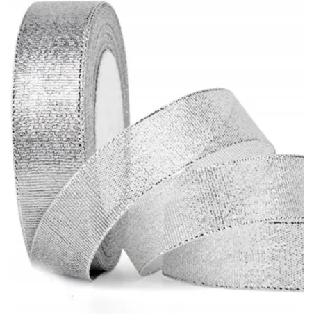 Wstążka Taśemka Dekoracyjna Srebrna Błyszcząca