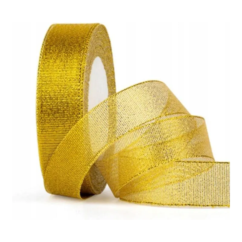 WSTĄŻKA TAŚEMKA DEKORACYJNA ZŁOTA BŁYSZCZĄCA