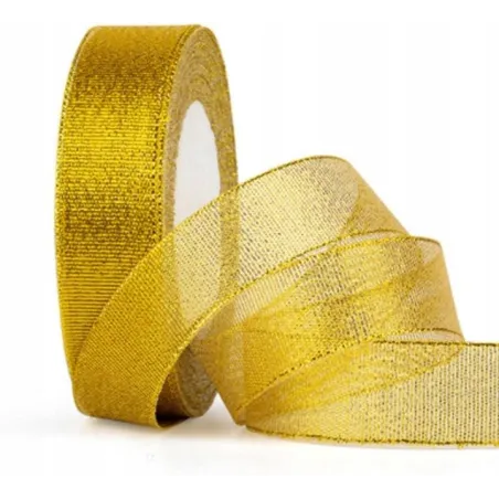 WSTĄŻKA TAŚEMKA DEKORACYJNA ZŁOTA BŁYSZCZĄCA