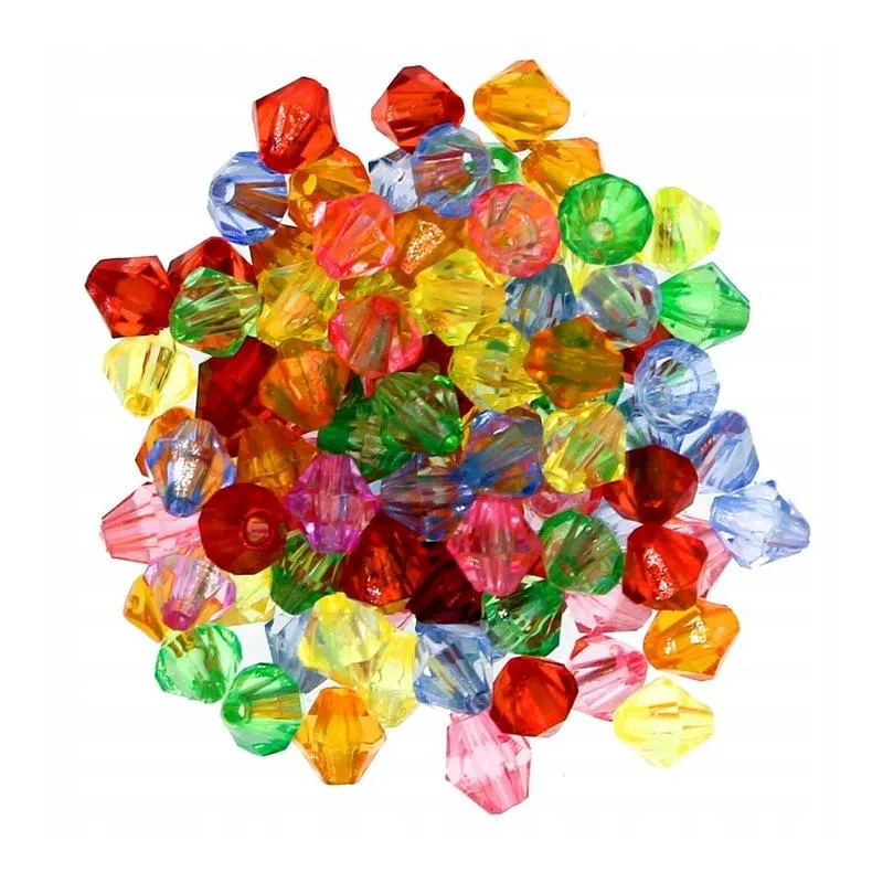 KORALIKI SZLIFOWANE AKRYLOWE 6 MM DIAMENT MIX KOLORÓW 100 SZTUK