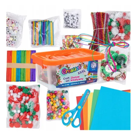 Mega Zestaw Kreatywny Astra Creativo Xxxl 2000 Elementów Do Prac Plastycznych Pomarańczowy
