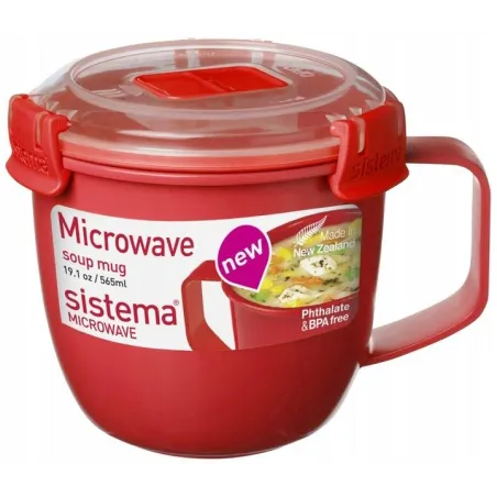 KUBEK DO MIKROFALÓWKI 565 ML Z ZAWOREM PARY KLIP IT SISTEMA MICROWAVE