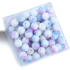 KORALIKI DO NAWLEKANIA 8 MM FIOLETOWO-NIEBIESKIE DO BIŻUTERII I RĘKODZIEŁA