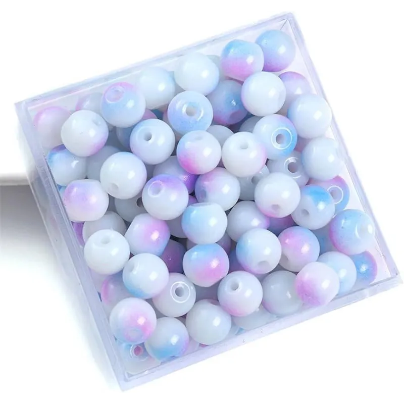 KORALIKI DO NAWLEKANIA 8 MM FIOLETOWO-NIEBIESKIE DO BIŻUTERII I RĘKODZIEŁA