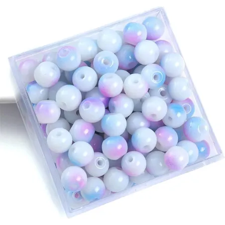 Koraliki Do Nawlekania 8 Mm Fioletowo-Niebieskie Do Biżuterii I Rękodzieła