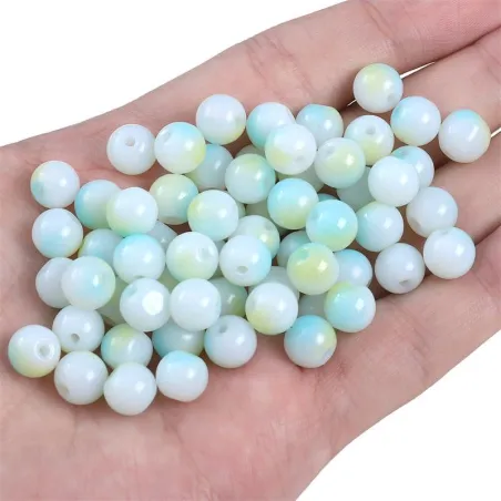 Koraliki Do Nawlekania 8 Mm Żółto-Niebieskie Do Biżuterii I Rękodzieła