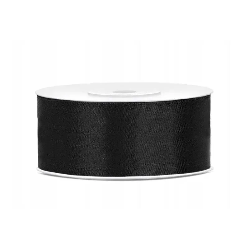 TASIEMKA SATYNOWA CZARNA 2CM X 25M DEKORACYJNA