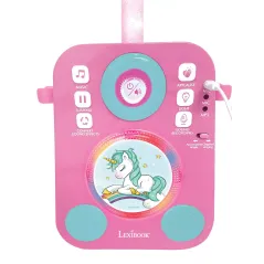 GŁOŚNIK KARAOKE JEDNOROŻEC Z 2 MIKROFONAMI I EFEKTAMI LED 3+