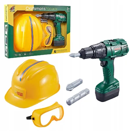Wiertarka Na Baterie Z Kaskiem I Okularami Askato – Zabawka Edukacyjna 3+