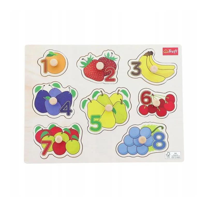 UKŁADANKA DREWNIANA EDUKACYJNA OWOCE DLA DZIECI 18M+