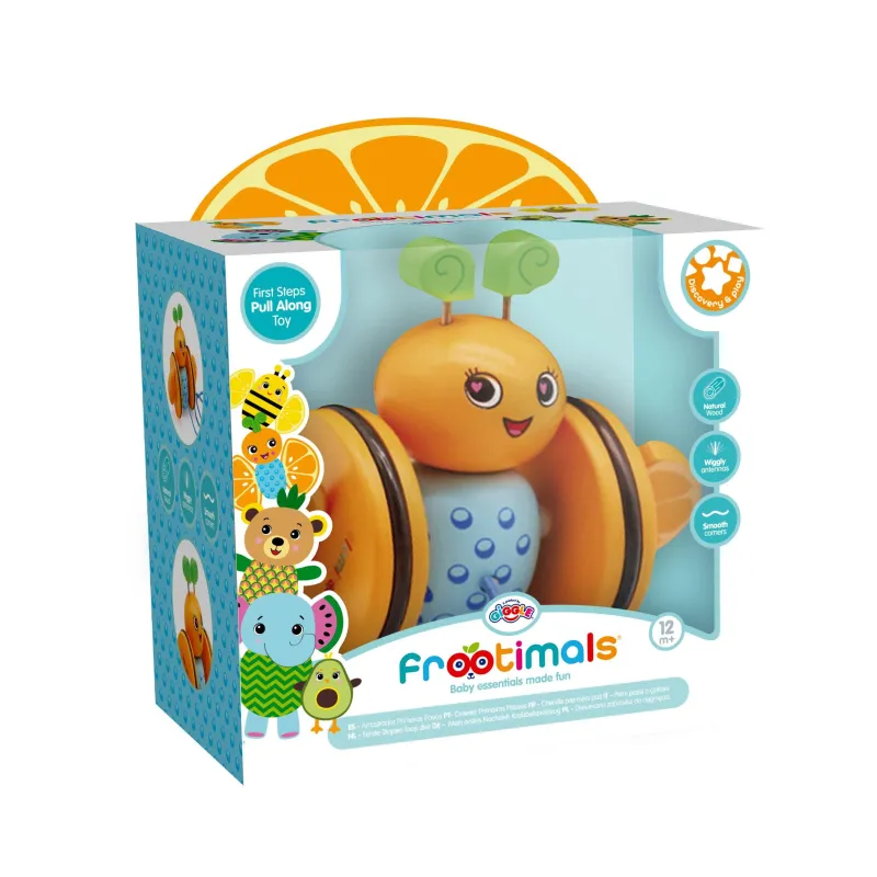 DREWNIANA ZABAWKA DO CIĄGNIĘCIA ORANGIEFLY KIDS EUROSWAN 12M+