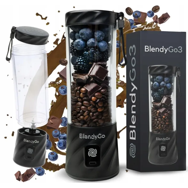 BLENDYGO 3 BLENDER KIELICHOWY TO GO BEZPRZEWODOWY 550 ML CZARNY ŁADOWANIE USB