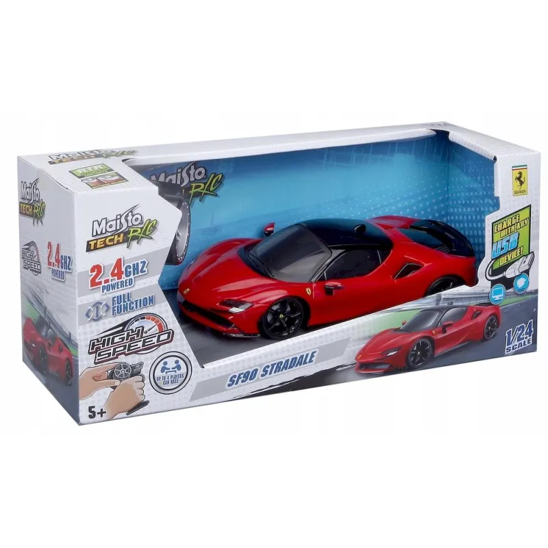 ZDALNIE STEROWANE FERRARI SF90 STRADALE 1:24 R/C 2.4GHZ RED MAISTO 5+