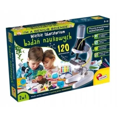 MAŁY GENIUSZ WIELKIE LABORATORIUM BADAŃ ZESTAW EDUKACYJNY DLA DZIECI 8+