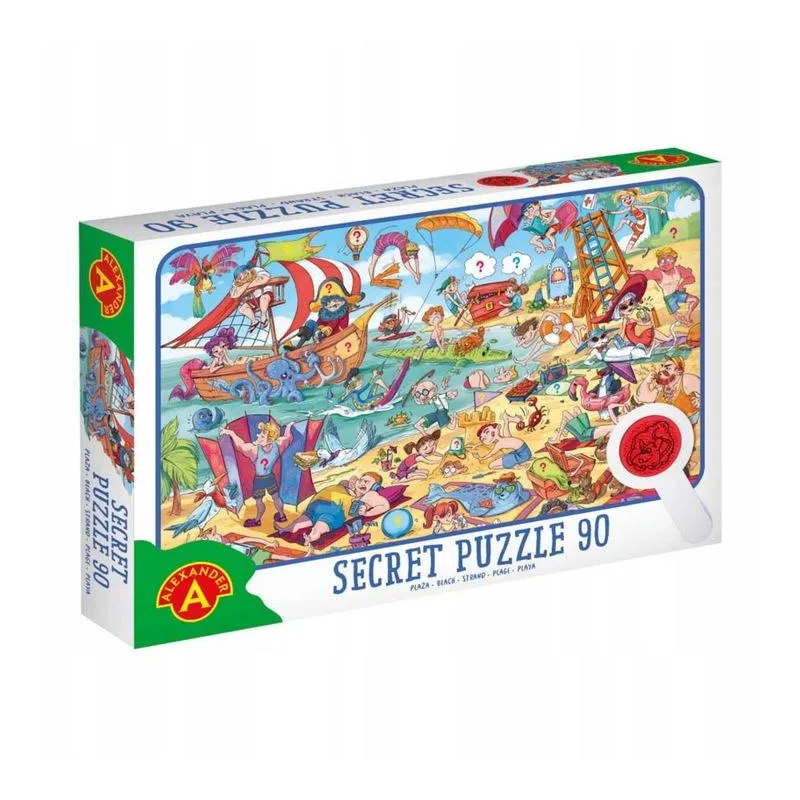 PUZZLE OBSERWACYJNE Z LUPĄ PLAŻA LUDZIE 90 ELEMENTÓW 4+