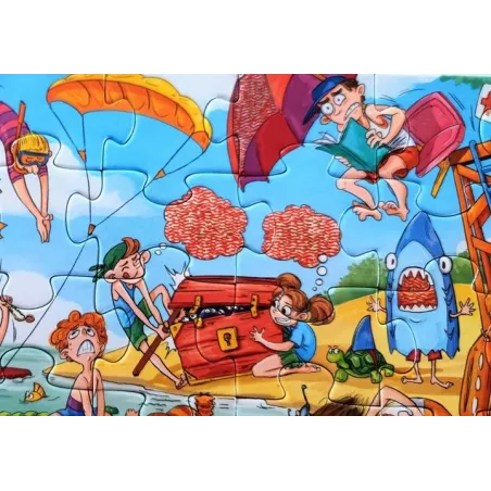 Puzzle Obserwacyjne Z Lupą Plaża Ludzie 90 Elementów 4+