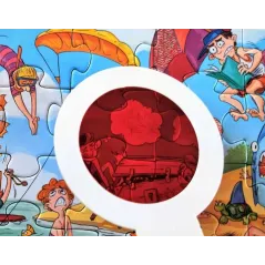 PUZZLE OBSERWACYJNE Z LUPĄ PLAŻA LUDZIE 90 ELEMENTÓW 4+