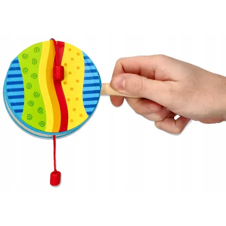 Kolorowy Bębenek Z Rączką Dwustronny Goki 3+