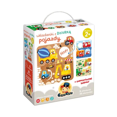 PUZZLE UKŁADANKI Z DZIURKĄ 36 ELEMENTÓW POJAZDY BRIGHT JUNIOR MEDIA 2+