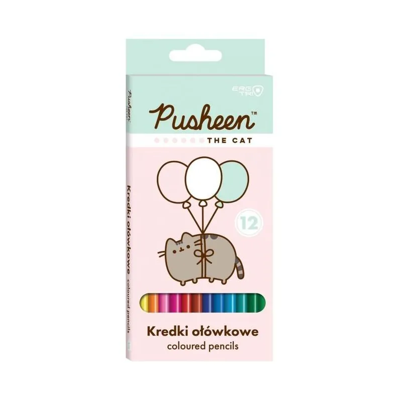 KREDKI OŁÓWKOWE TRÓJKĄTNE 12 KOLORÓW PUSHEEN