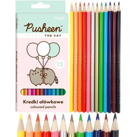 Kredki Ołówkowe Trójkątne 12 Kolorów Pusheen