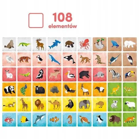 Memory Zwierzęta Świata Gra Edukacyjna 3+