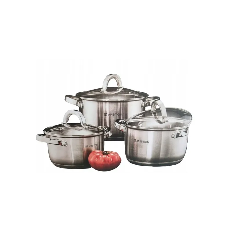 ZESTAW GARNKÓW ZE STALI NIERDZEWNEJ 6 ELEMENTÓW INDUKCJA AMBITION BILBAO