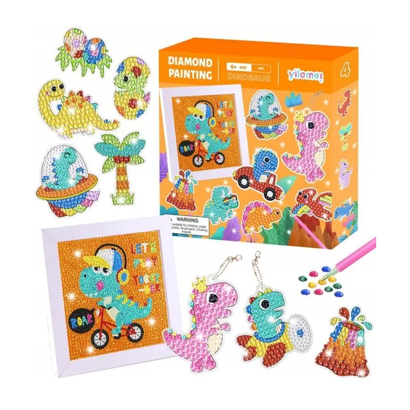 ZESTAW DO WYKLEJANIA DIAMENTOWEGO BRELOK DINOZAUR MOZAIKA DIY 6+