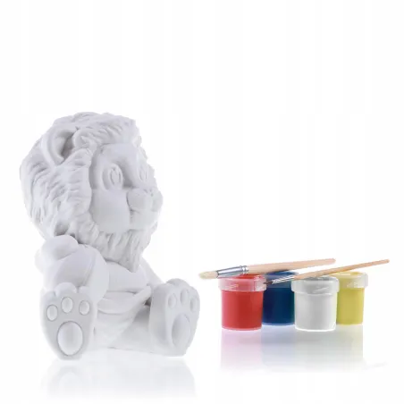 KOLOROWANKA 3D LEW – FIGURKA GIPSOWA DO MALOWANIA DLA DZIECI Z FARBKAMI 3+