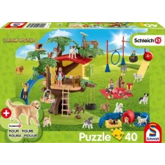 PUZZLE SZCZĘŚLIWE PSY + FIGURKA PSA 40 ELEMENTÓW 4+