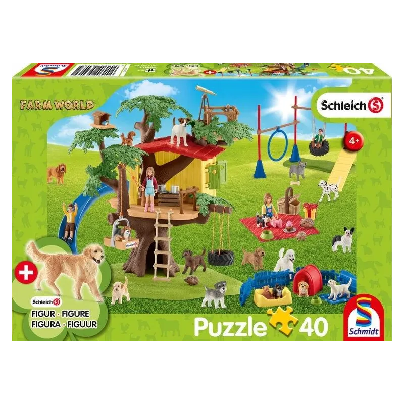 PUZZLE SZCZĘŚLIWE PSY + FIGURKA PSA 40 ELEMENTÓW 4+