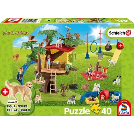 Puzzle Szczęśliwe Psy + Figurka Psa 40 Elementów 4+