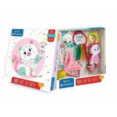 ZESTAW PREZENTOWY DLA NIEMOWLĄT SŁODKA KICIA PRZYTULANKA GRZECHOTKA GRYZAK 0M+