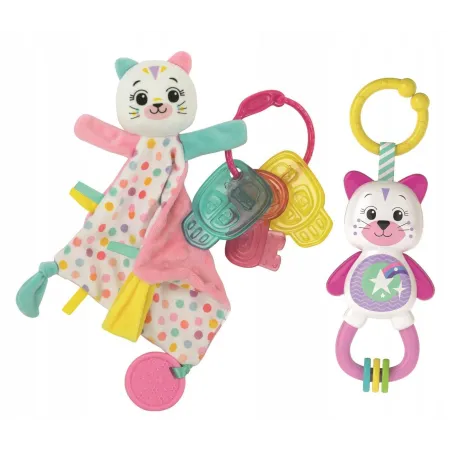 Zestaw Prezentowy Dla Niemowląt Słodka Kicia Przytulanka Grzechotka Gryzak 0M+