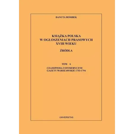 Książka Polska W Ogłoszeniach Prasowych Xviii Wieku Źródła