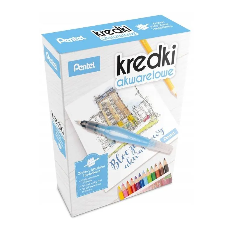 ZESTAW KREATYWNY Z KREDKAMI AKWARELOWYMI 12 KOLORÓW PENTEL
