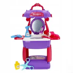 RÓŻOWA TOALETKA 3W1 Z LUSTERKIEM I AKCESORIAMI DLA DZIECI MEGA CREATIVE 3+