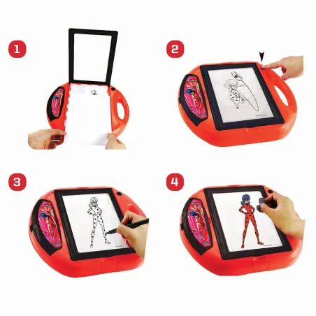 Projektor Rysunkowy Miraculous Z 10 Szablonami I 4 Stempelami Lexibook 18M+