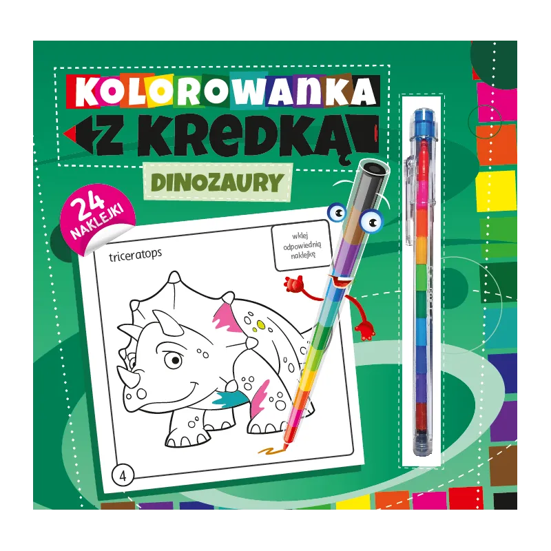 KOLOROWANKA Z KREDKĄ. DINOZAURY Marcin Południak - Wydawnictwo Pryzmat