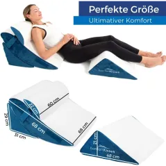 PODUSZKA KLINOWA ORTOPEDYCZNA 4W1 POD PLECY NOGI I GŁOWĘ PIANKA MEMORY KOMFORTKISSEN
