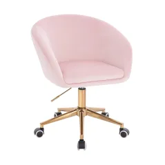 WELUROWY FOTEL OBROTOWY PUDROWY RÓŻ NA ZŁOTEJ PODSTAWIE NORDFORM DESIGN RADAL