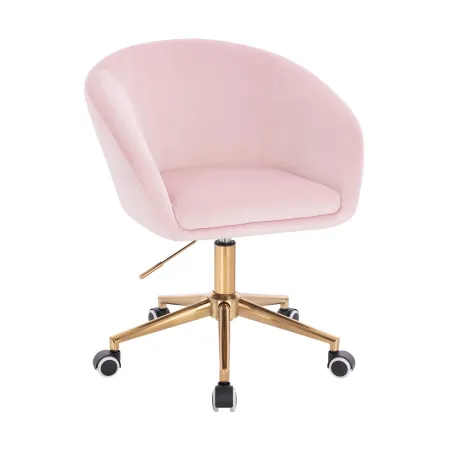 Welurowy Fotel Obrotowy Pudrowy Róż Na Złotej Podstawie Nordform Design Radal