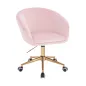 Welurowy Fotel Obrotowy Pudrowy Róż Na Złotej Podstawie Nordform Design Radal