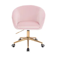 Welurowy Fotel Obrotowy Pudrowy Róż Na Złotej Podstawie Nordform Design Radal