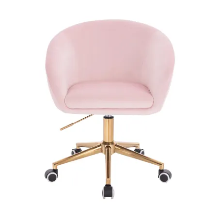 Welurowy Fotel Obrotowy Pudrowy Róż Na Złotej Podstawie Nordform Design Radal