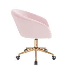 WELUROWY FOTEL OBROTOWY PUDROWY RÓŻ NA ZŁOTEJ PODSTAWIE NORDFORM DESIGN RADAL