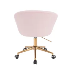 WELUROWY FOTEL OBROTOWY PUDROWY RÓŻ NA ZŁOTEJ PODSTAWIE NORDFORM DESIGN RADAL