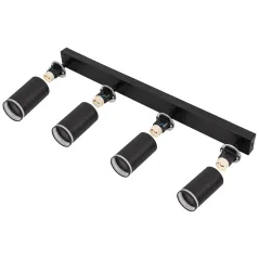 LEDHOFF LAMPA SUFITOWA NATYNKOWA SPOT 4XLED GU10 CZARNA Z RINGIEM 60 CM