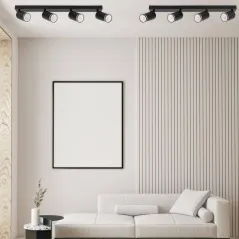 LEDHOFF LAMPA SUFITOWA NATYNKOWA SPOT 4XLED GU10 CZARNA Z RINGIEM 60 CM